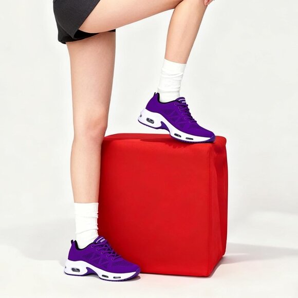 Women's Purple Running Shoes Tennis Athletic Gym Walking Fashion Sneakers - Picture 6 of 6